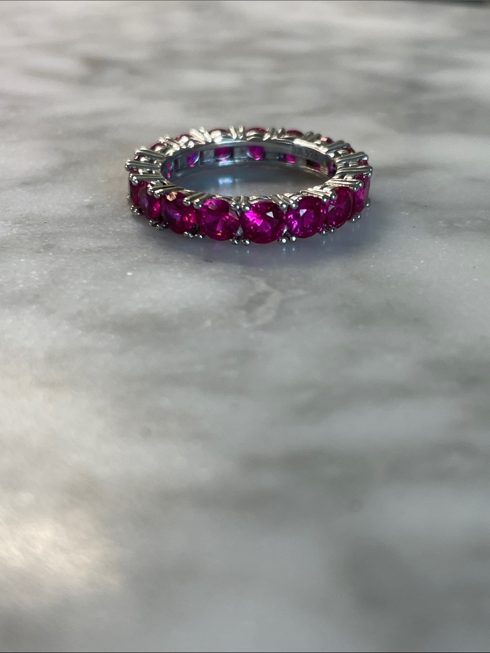 Sterling Silver Ruby Crystal Eternity Ring size 7